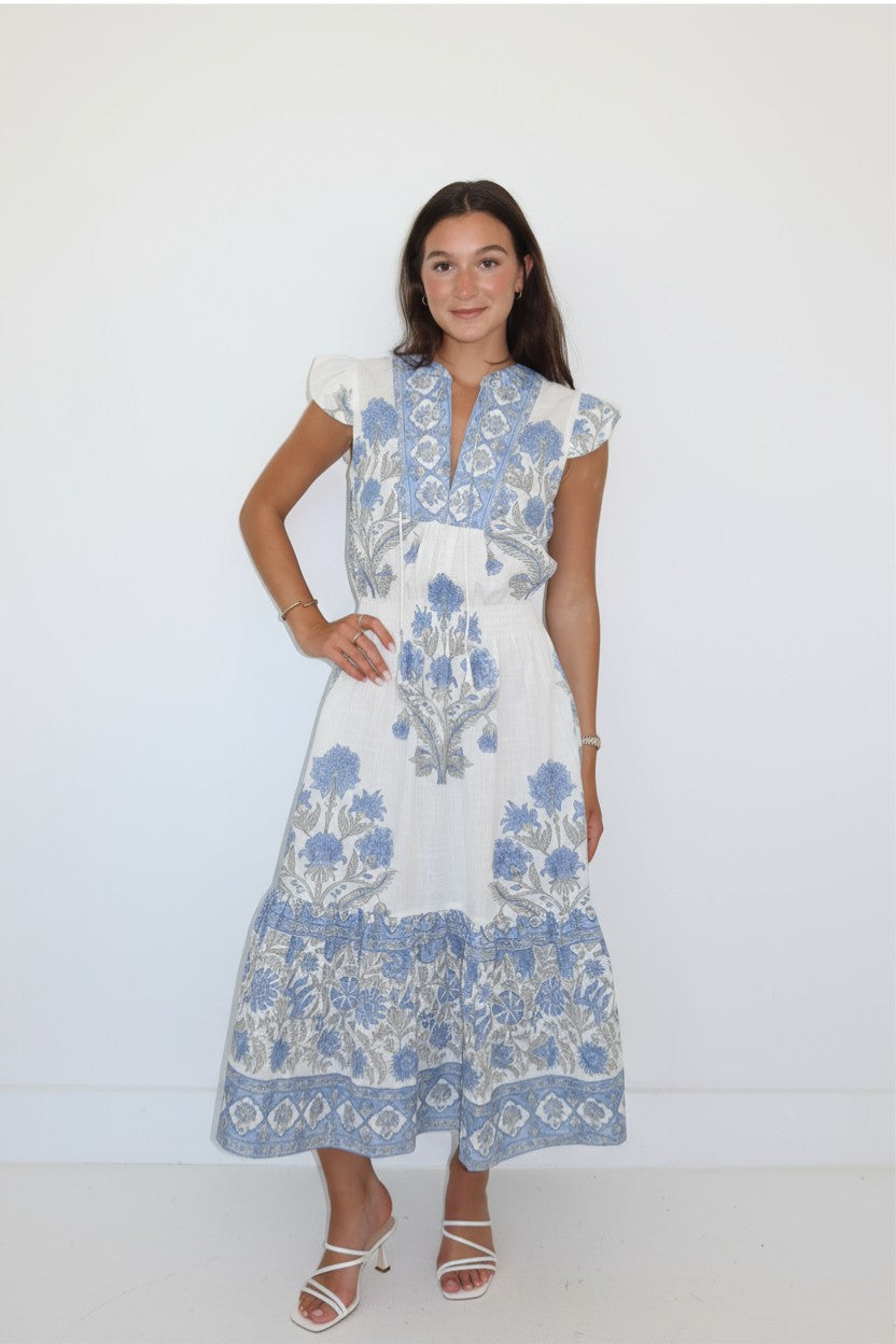 Capri Midi Dress in Peacock Blue