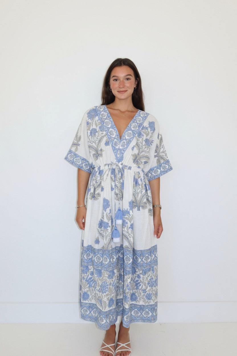 Tanya Midi Dress in Peacock Blue