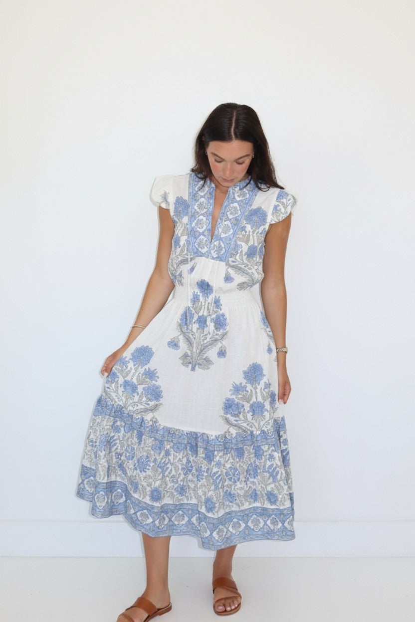 Capri Midi Dress in Peacock Blue