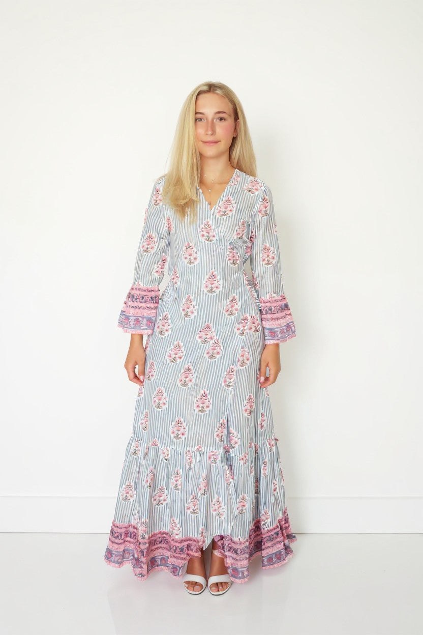Rhode Wrap Dress in Blush Bay Stripe