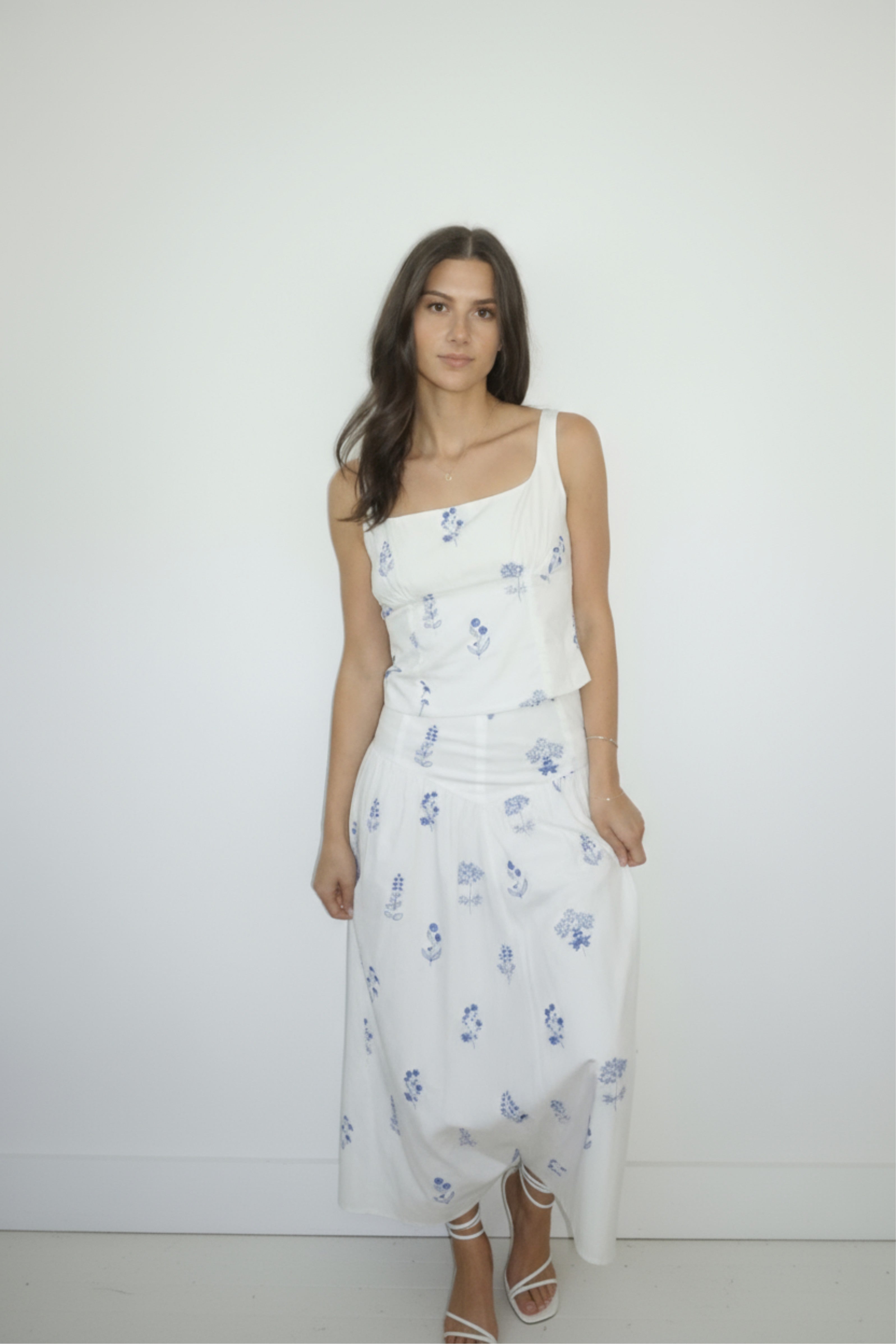Demi Top in Soft Blue Stitch