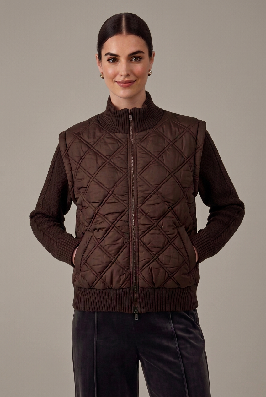 Woven Combo Sweater Jacket