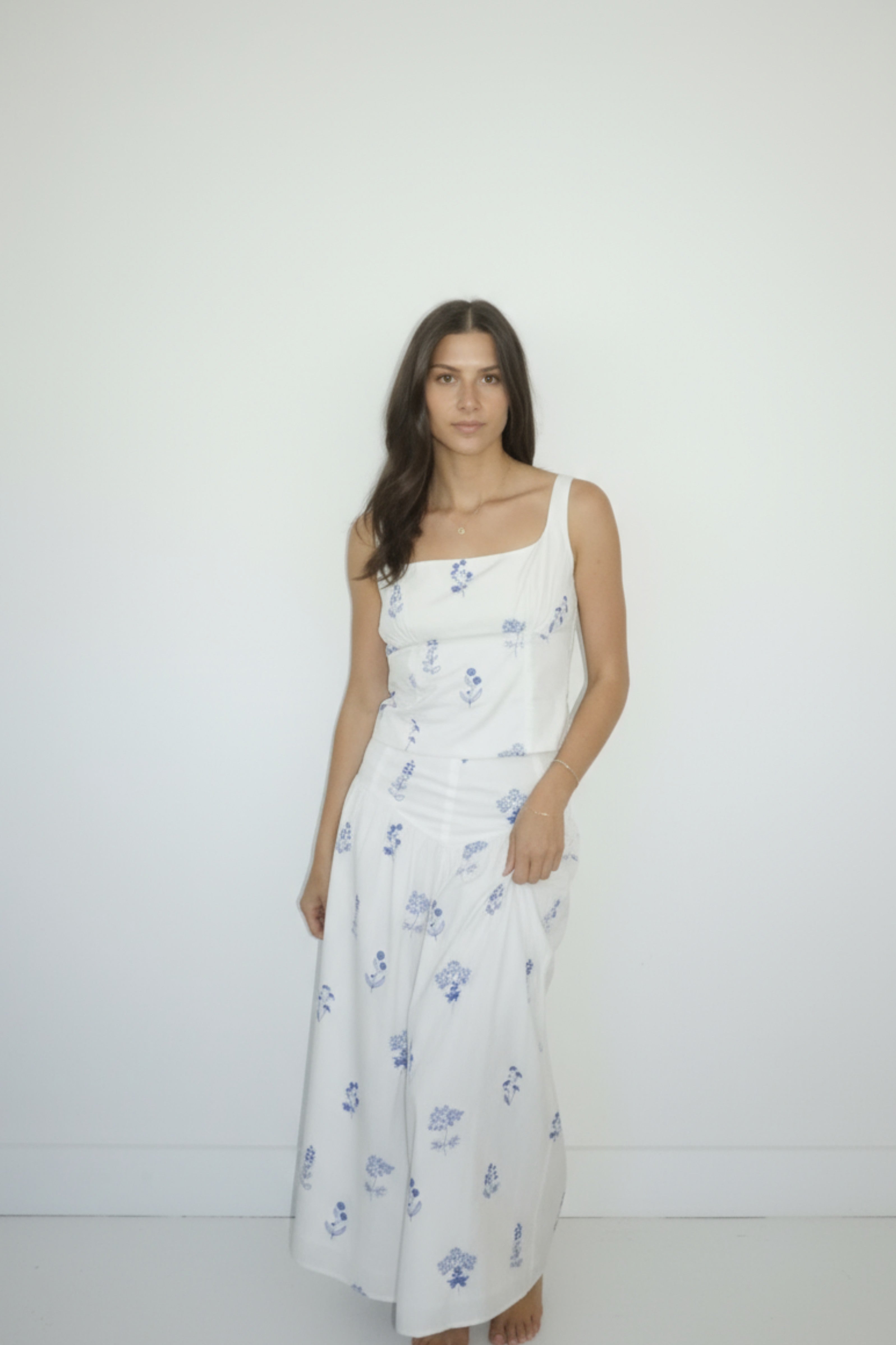 Demi Top in Soft Blue Stitch