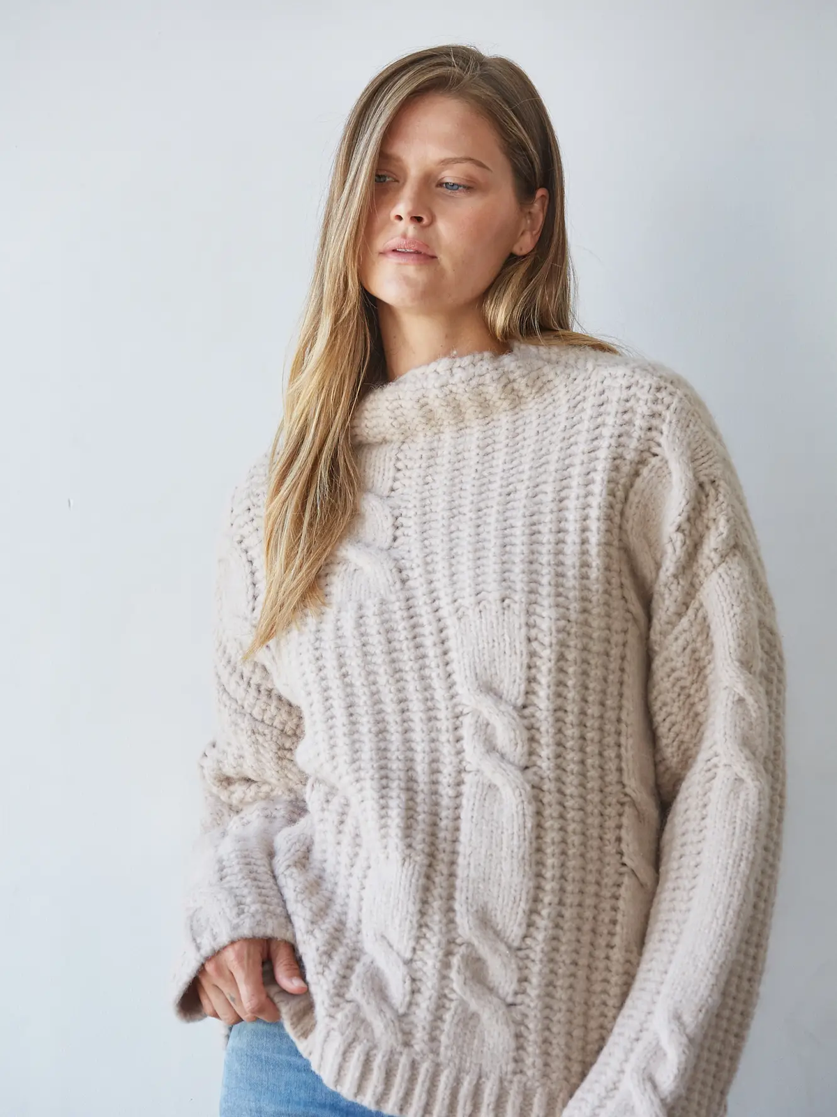 Knitted Mock Neck Pullover Sweater