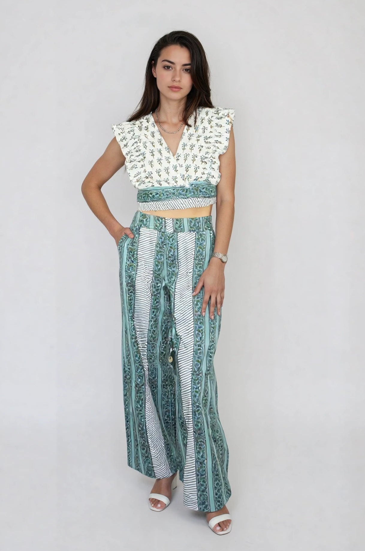 Reese Wrap Top in Mystic Blue Rose