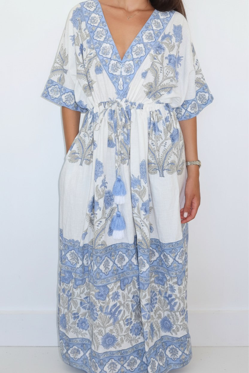 Tanya Midi Dress in Peacock Blue