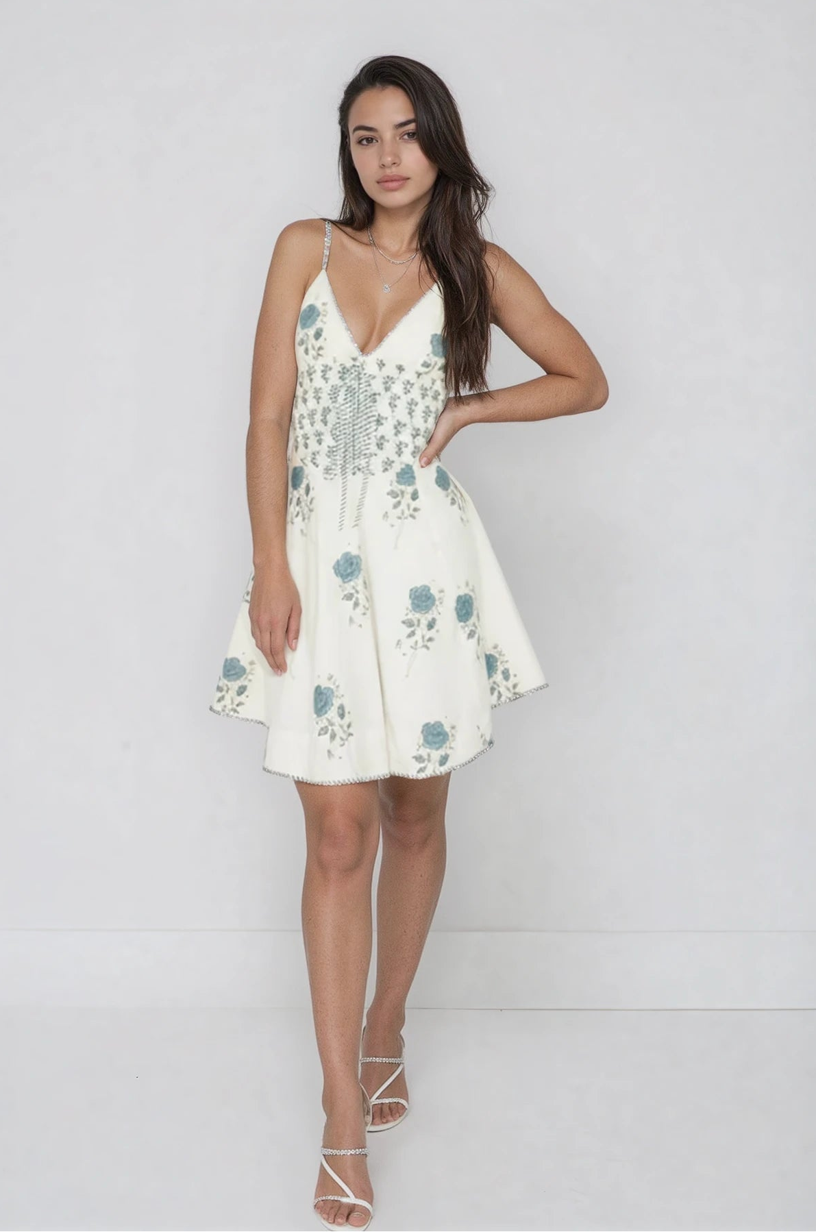 Vienna Mini Dress in Mystic Blue Rose