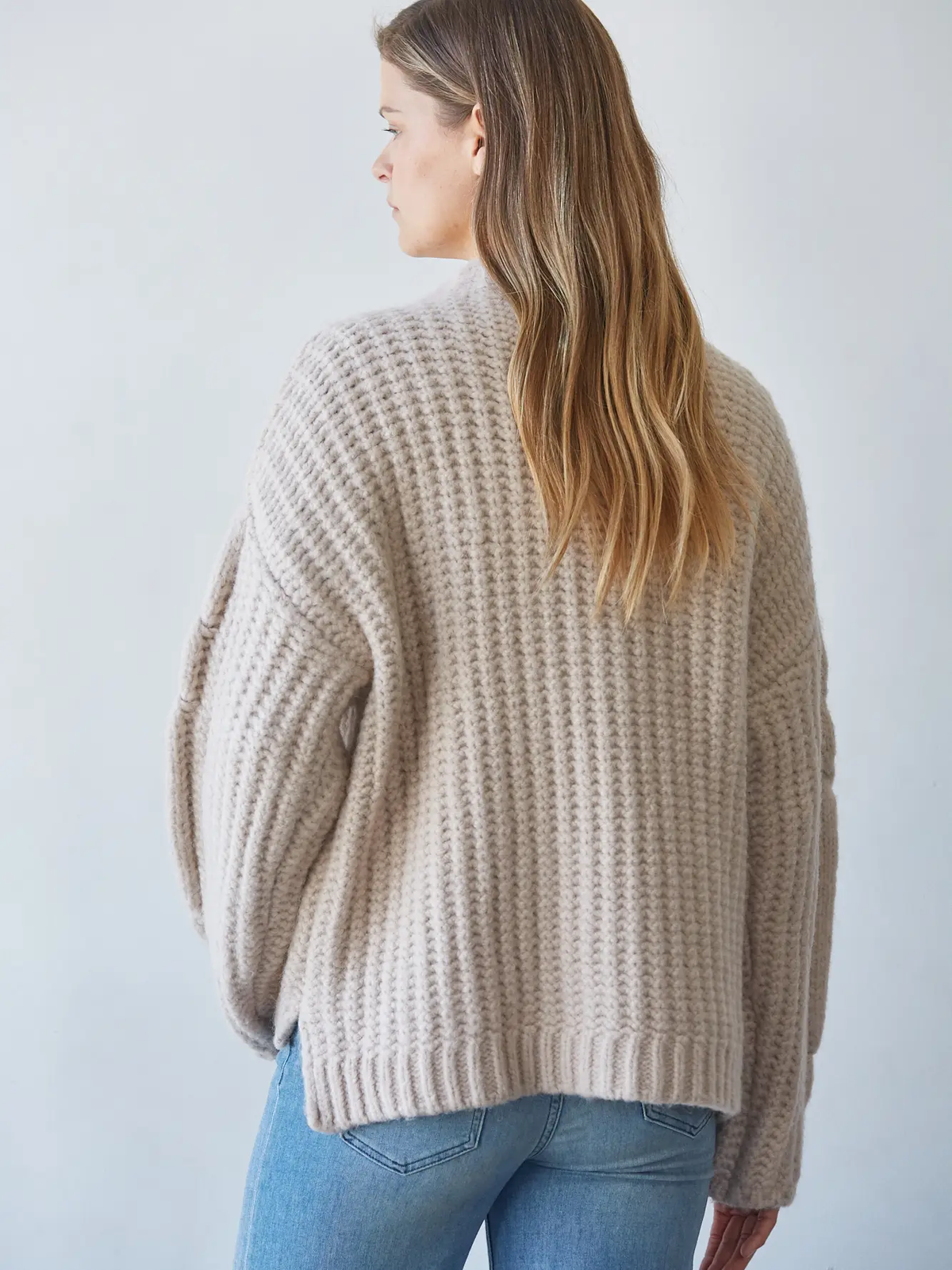 Knitted Mock Neck Pullover Sweater