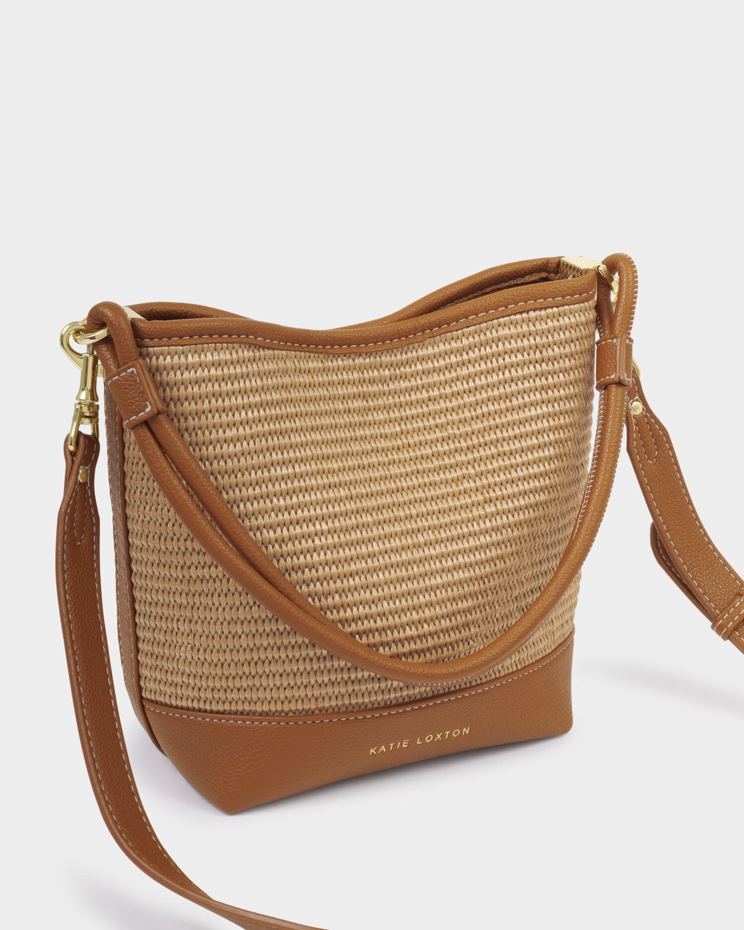 Sorrento Bucket Bag Raffia - Cognac