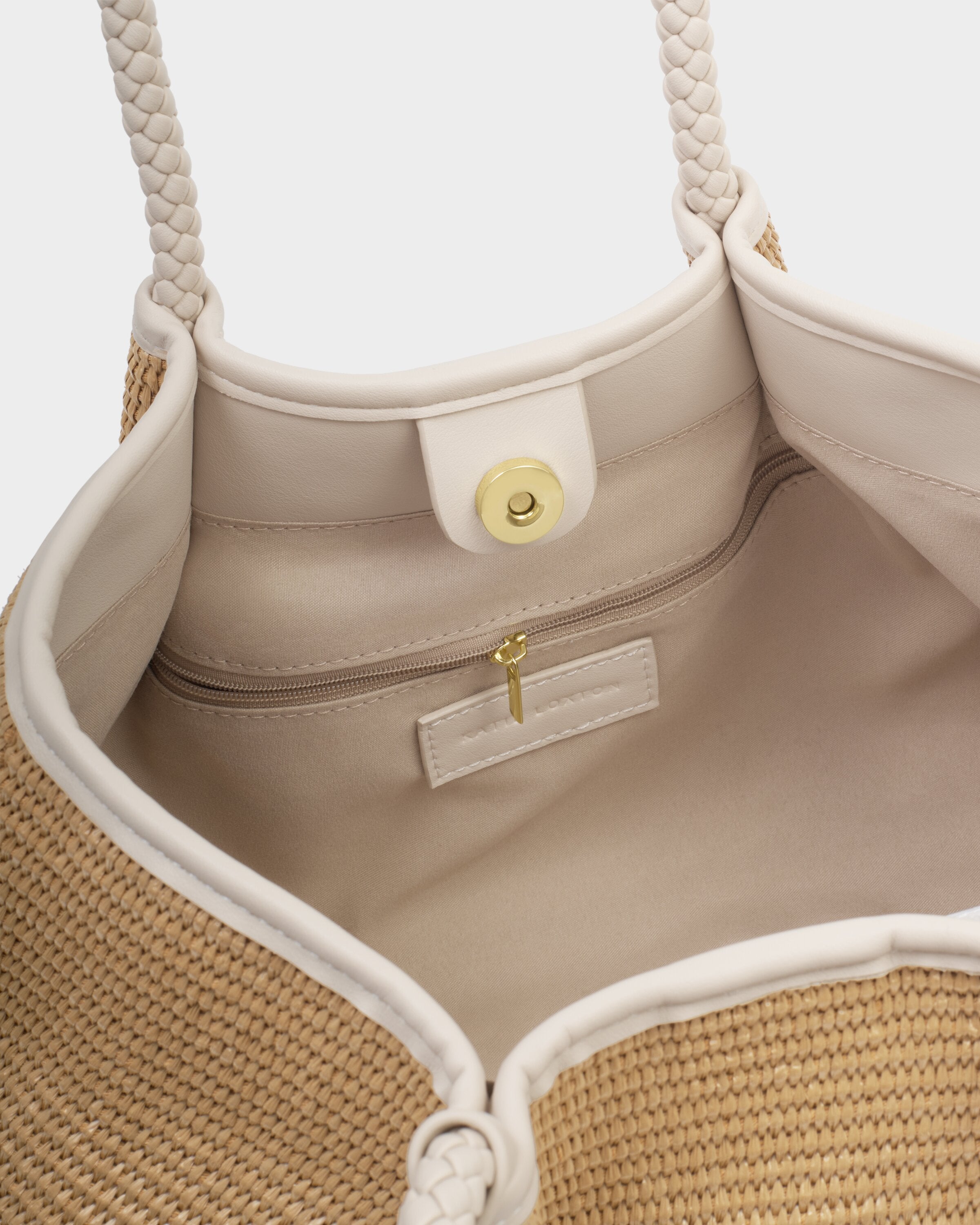 Nova Raffia Shoulder Tote Bag Small Oyster