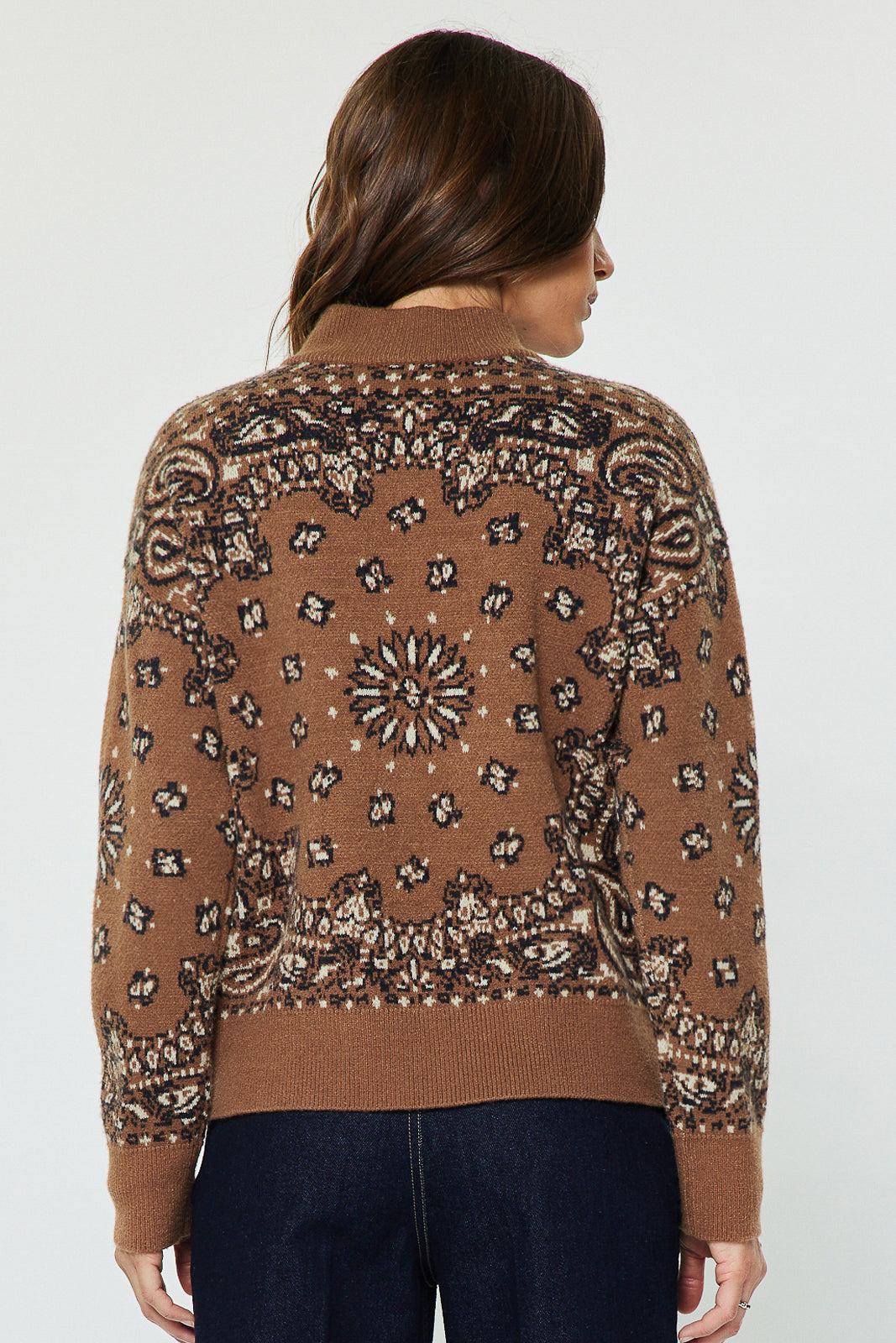 Jacquard Pattern Half Zip Sweater