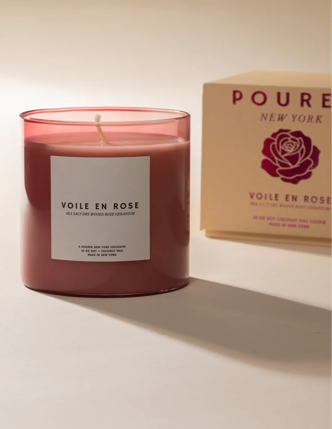 Soy Coconut Wax Candle, Voile en Rose