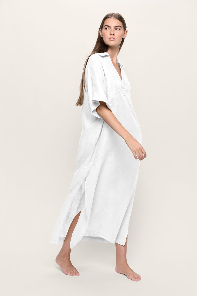 Nihi Collared Linen Maxi Dress