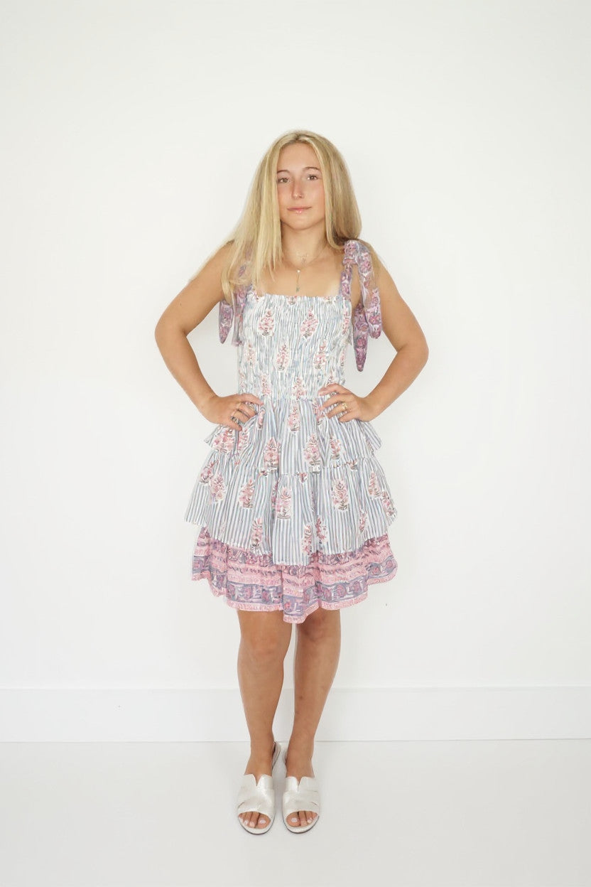 Skye Mini Dress in Blush Bay Stripe
