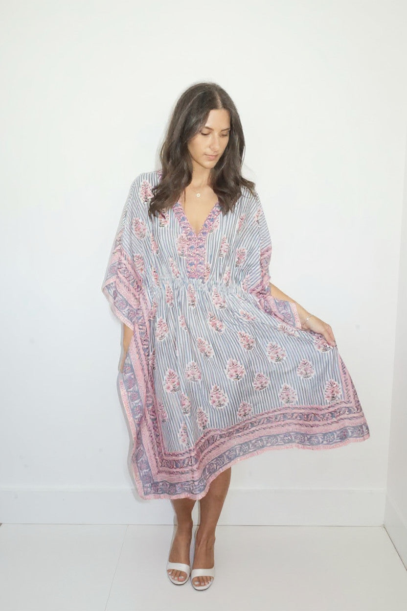 Santorini Kaftan in Blush Bay Stripe
