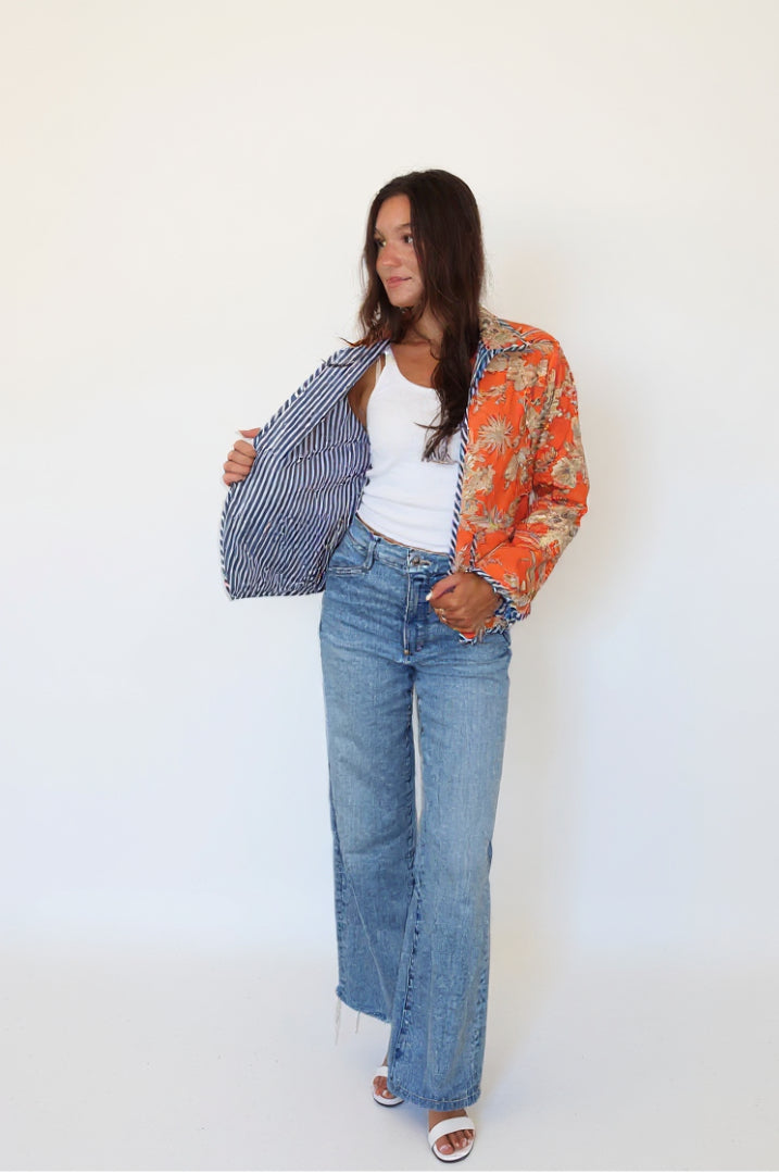 Robyn Quilted Jacket in Tangerine Mirage