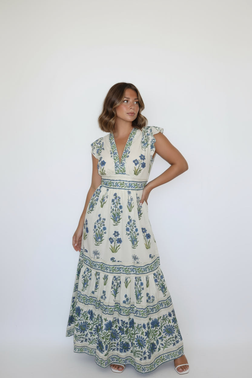 Solace Dress in Blue Bloom