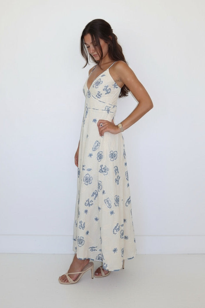 Isabella Dress in Salt Air Embroidery