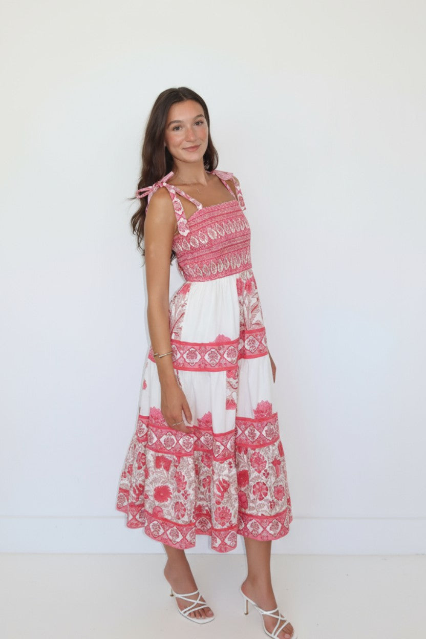 Abigail Dress in Peacock Pink