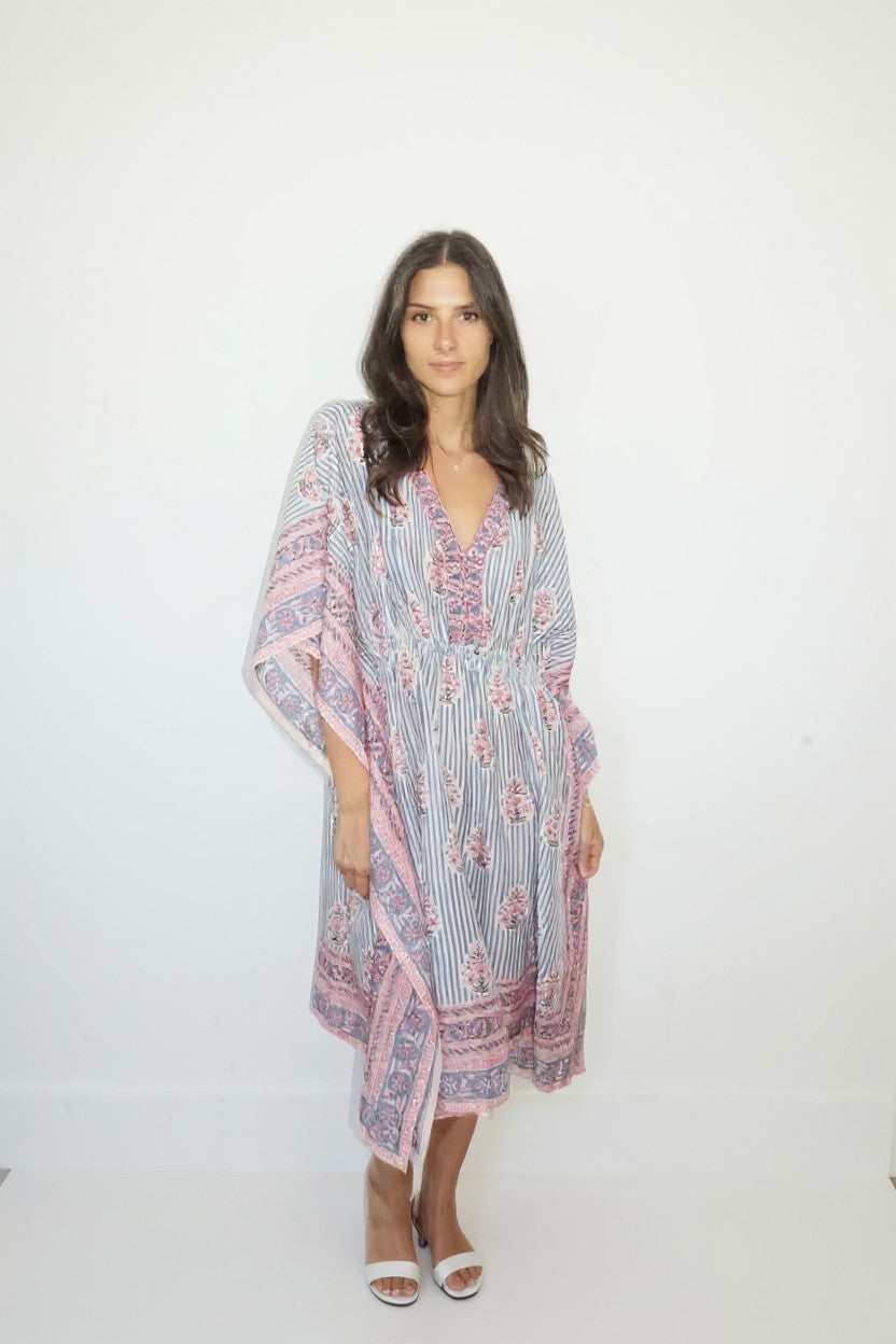 Santorini Kaftan in Blush Bay Stripe