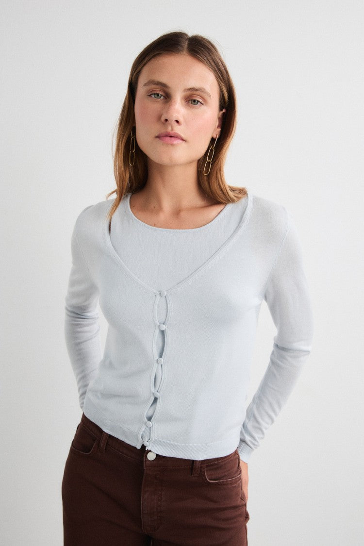 Yakira Cardigan in Sky