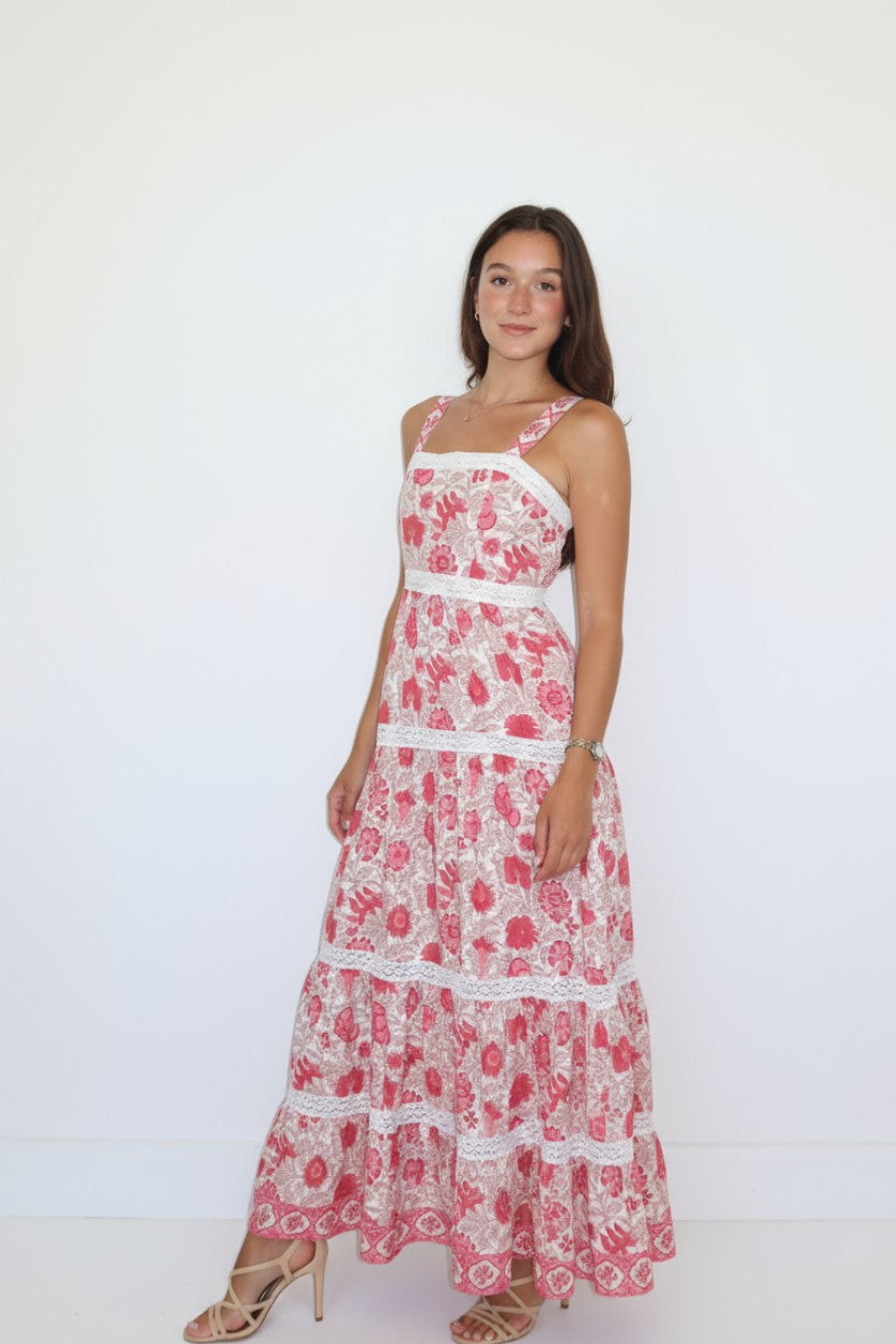 Halo Maxi Dress in Peacock Pink