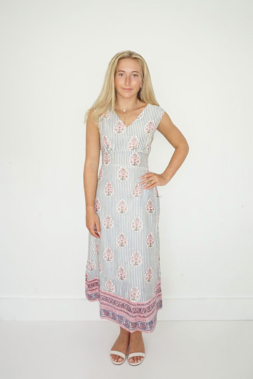 Suzan Dress in Blush Bay Stripe
