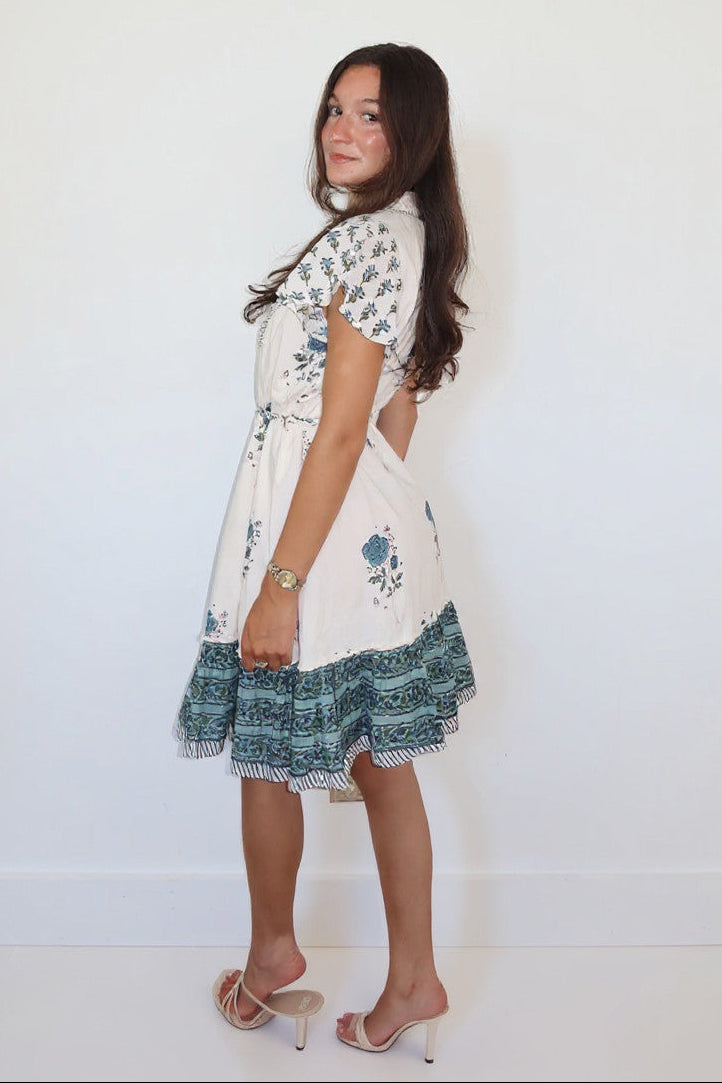 Collins Mini Dress in Mystic Blue Rose