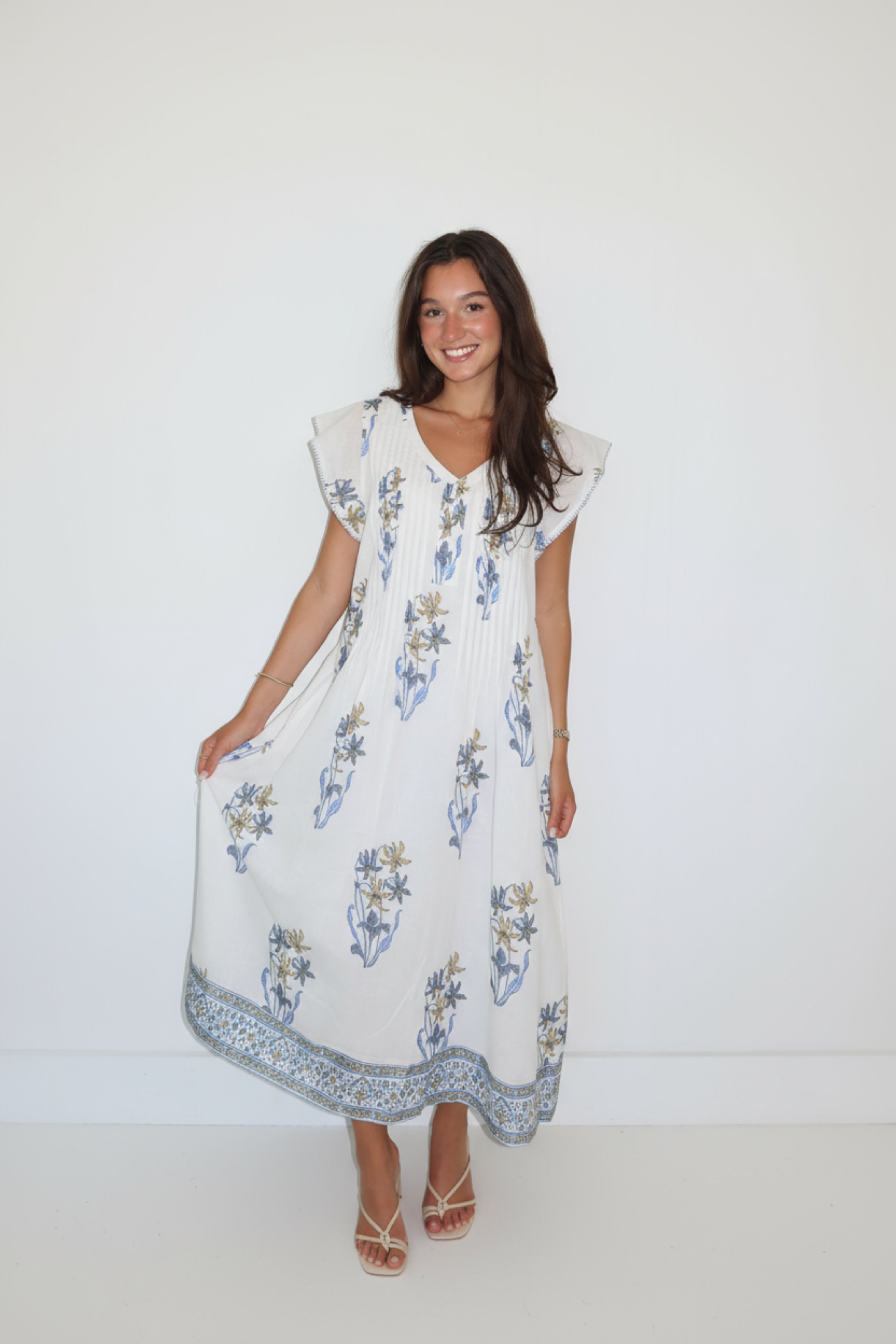 Doris Long Dress in Blue Lily