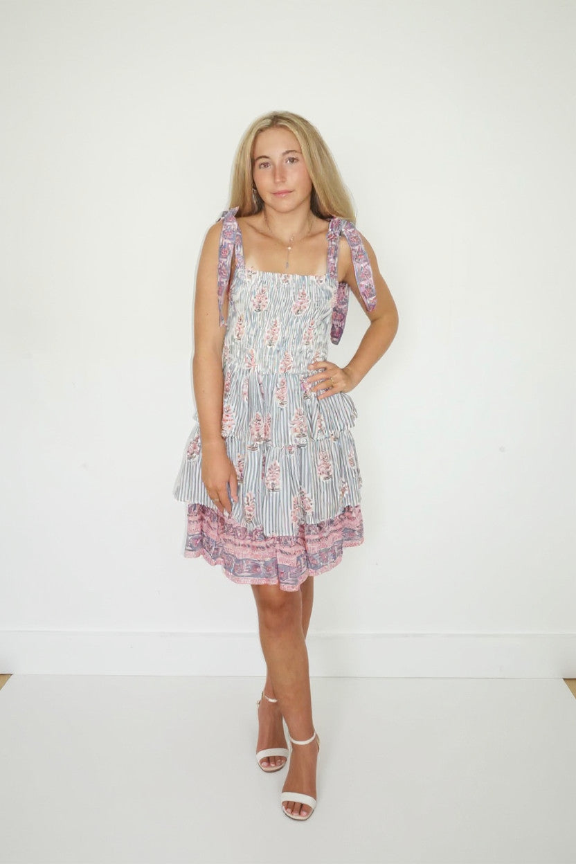 Skye Mini Dress in Blush Bay Stripe