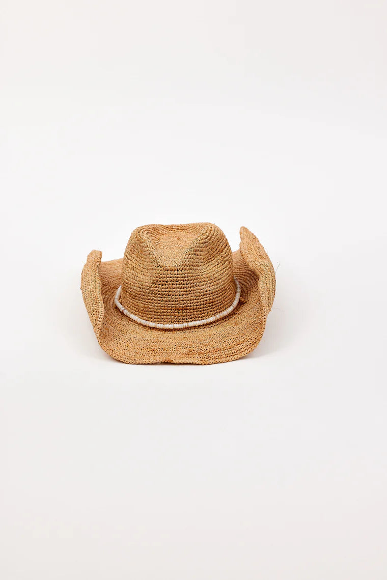 Raffia Crochet Cowboy Hat Natural/Tan