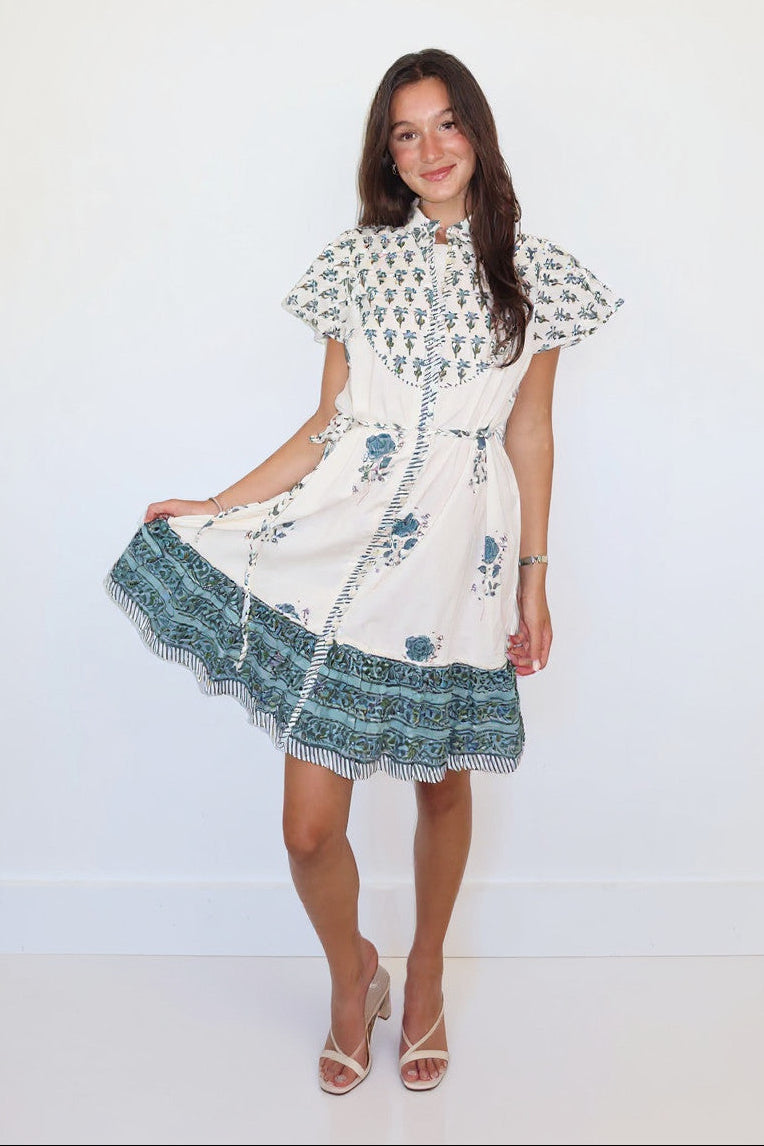 Collins Mini Dress in Mystic Blue Rose