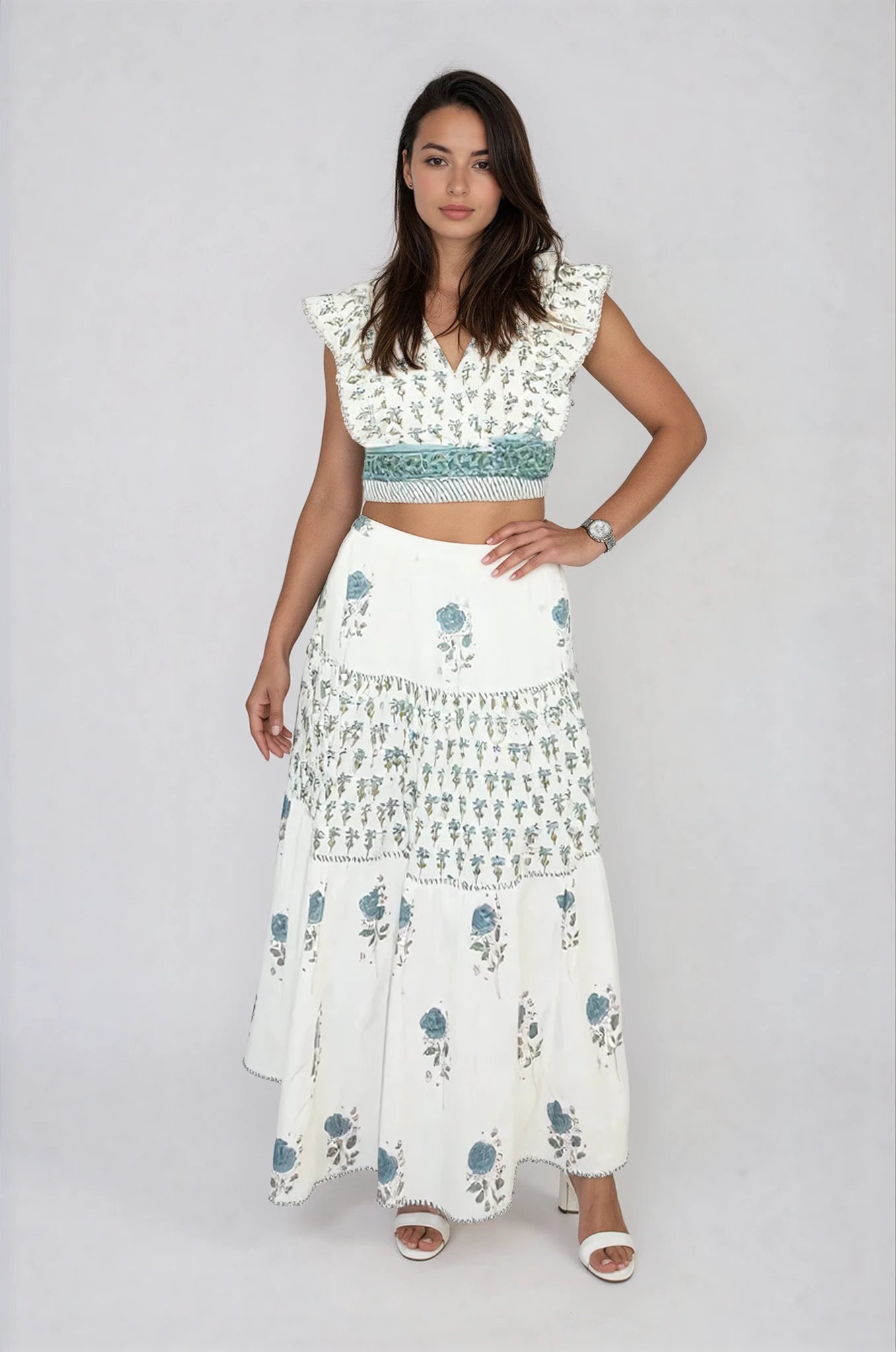 Reese Wrap Top in Mystic Blue Rose