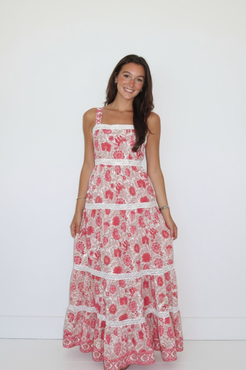 Halo Maxi Dress in Peacock Pink