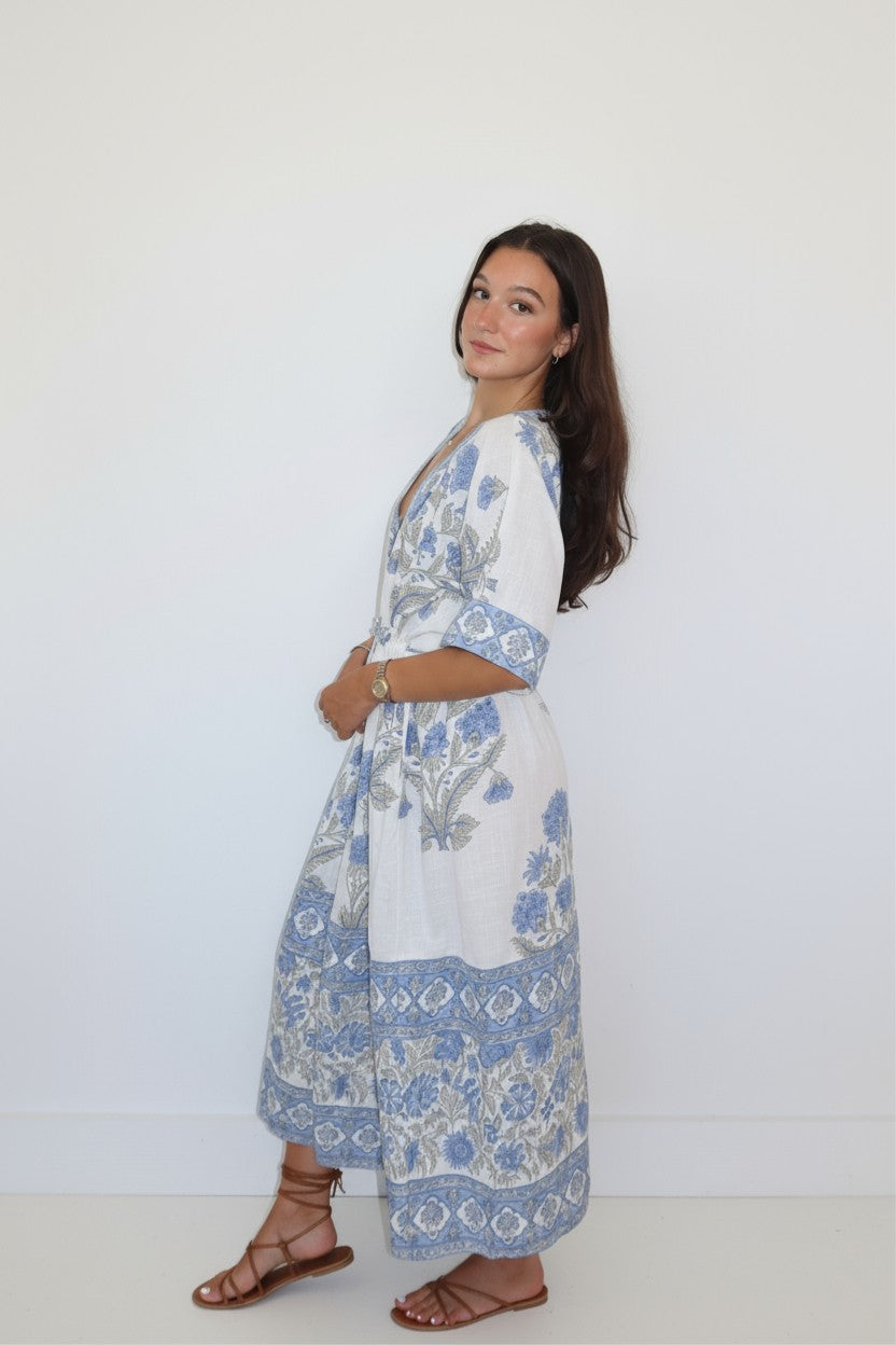 Tanya Midi Dress in Peacock Blue