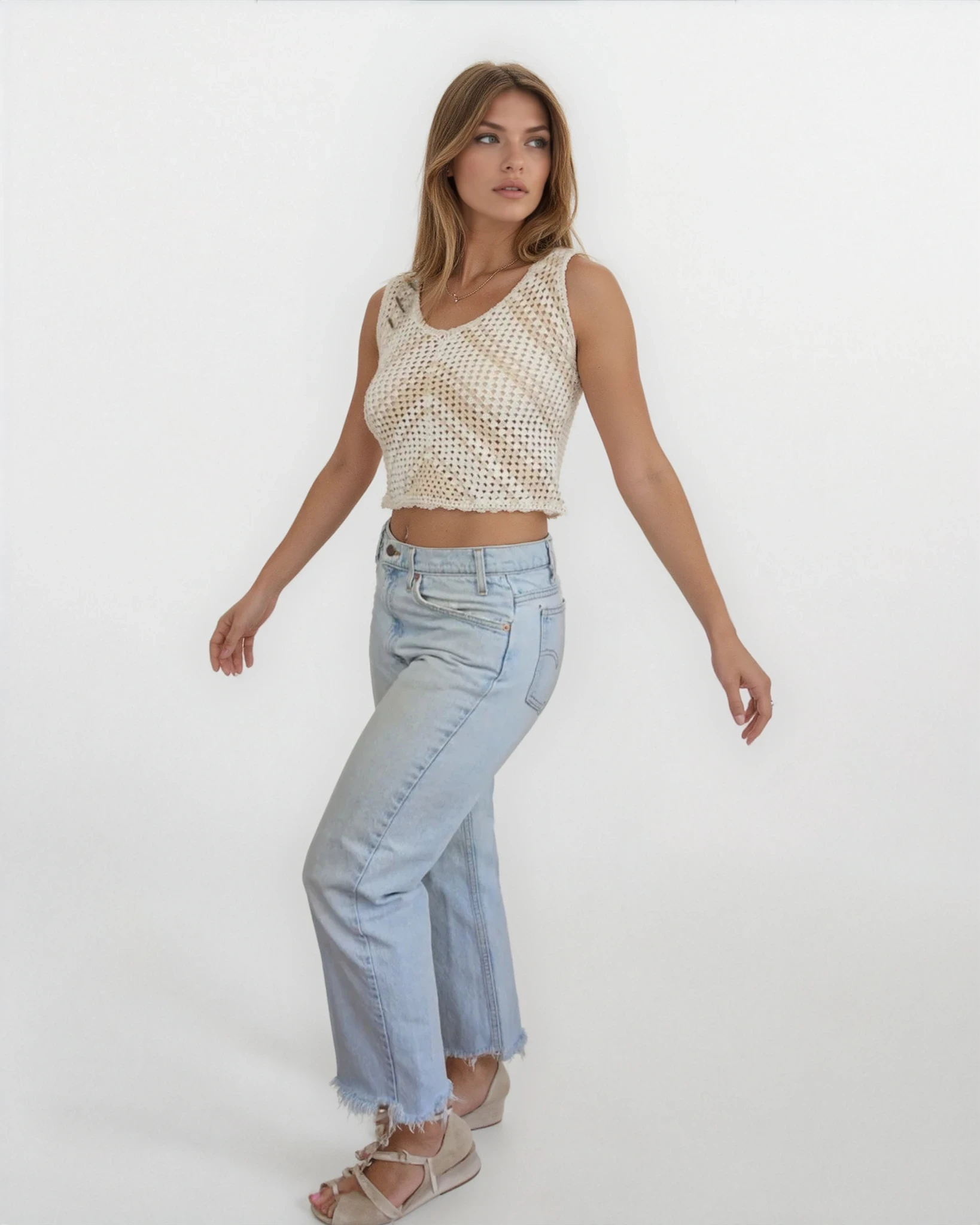 June Tank - Cream/White Stripe