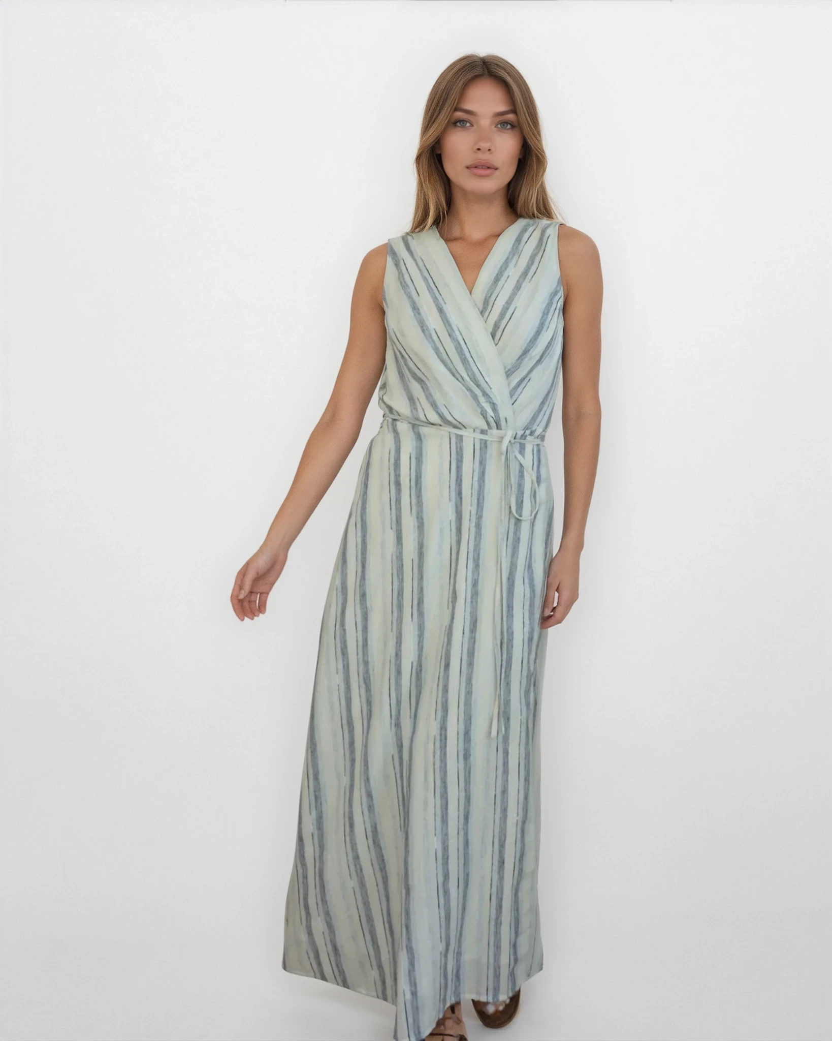Jane Wrap Dress in BLU WVN STR