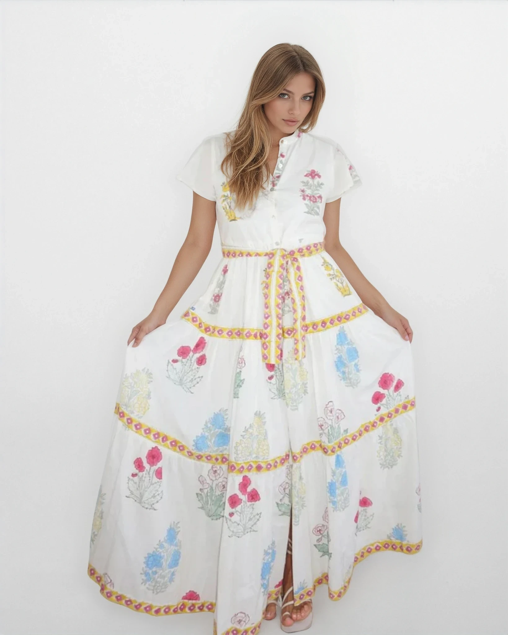 Valerie Tier Dress in Mixed Print Floral