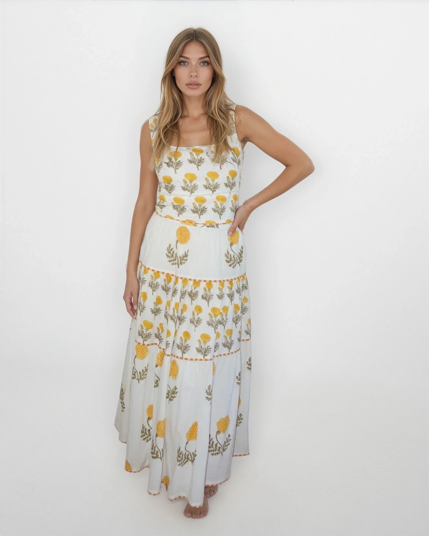 Drue Tiered Skirt in Marigold
