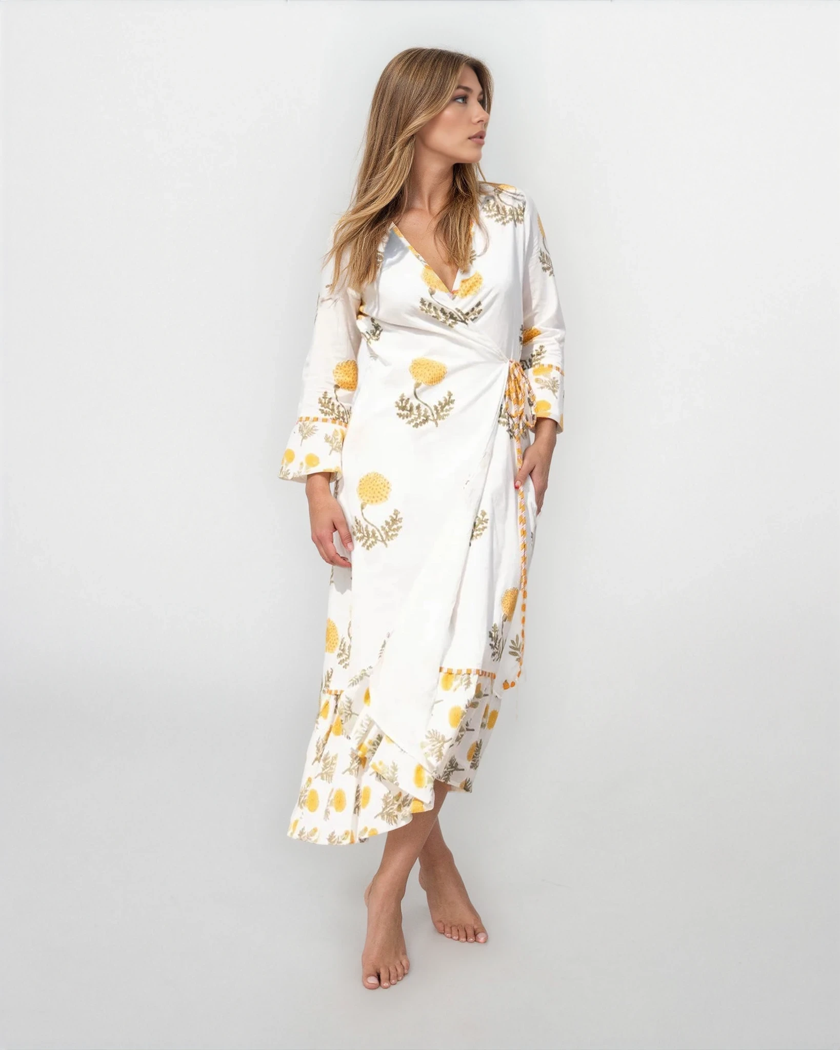 Rhode Wrap Dress in Marigold