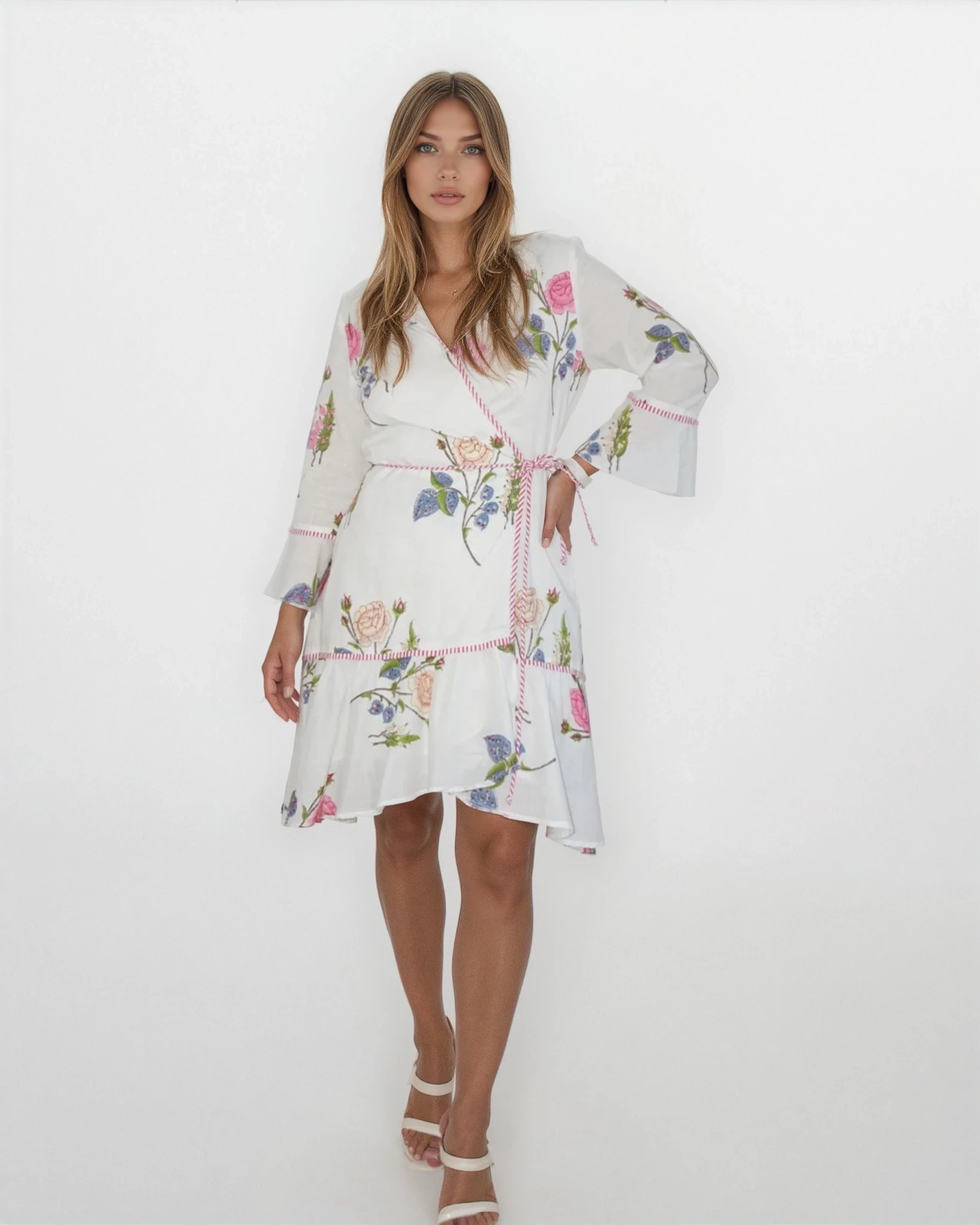 Rhode Mini Wrap Dress in Multi Rosette