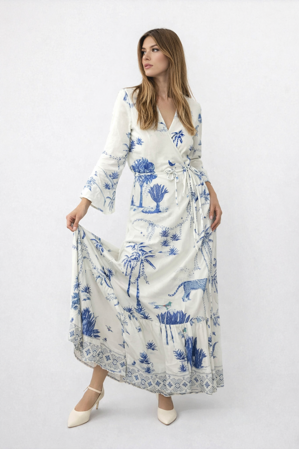 Rhode Wrap Dress in Sahara Print