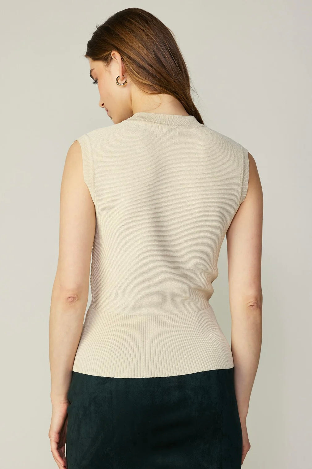 Current Air Ribbed Collar Sweater Vest