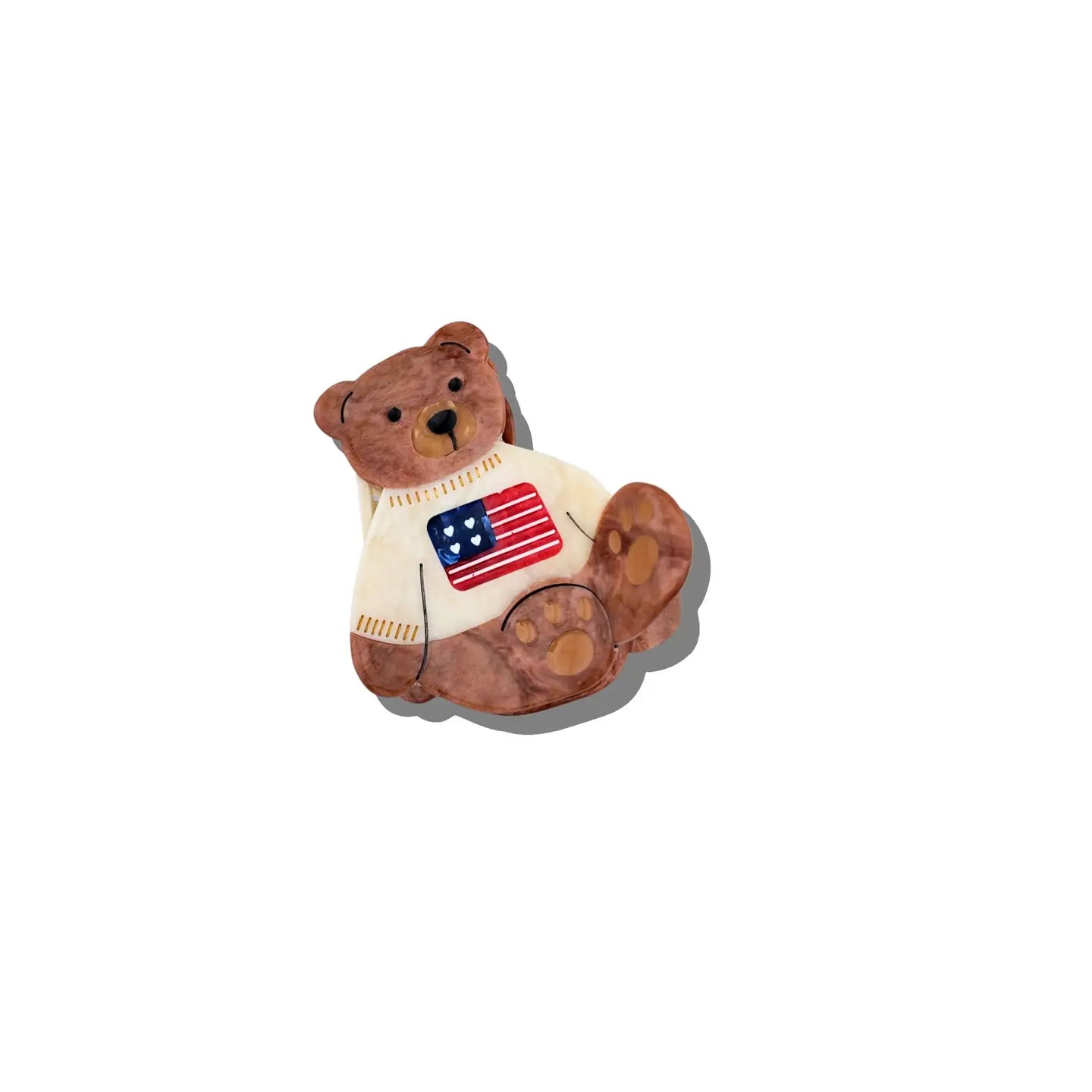 Americana Teddy Bear Claw Clip