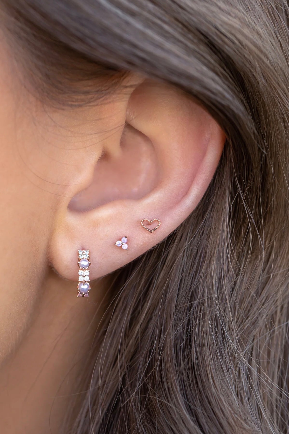 Girls Crew Pink Pearl Hoops