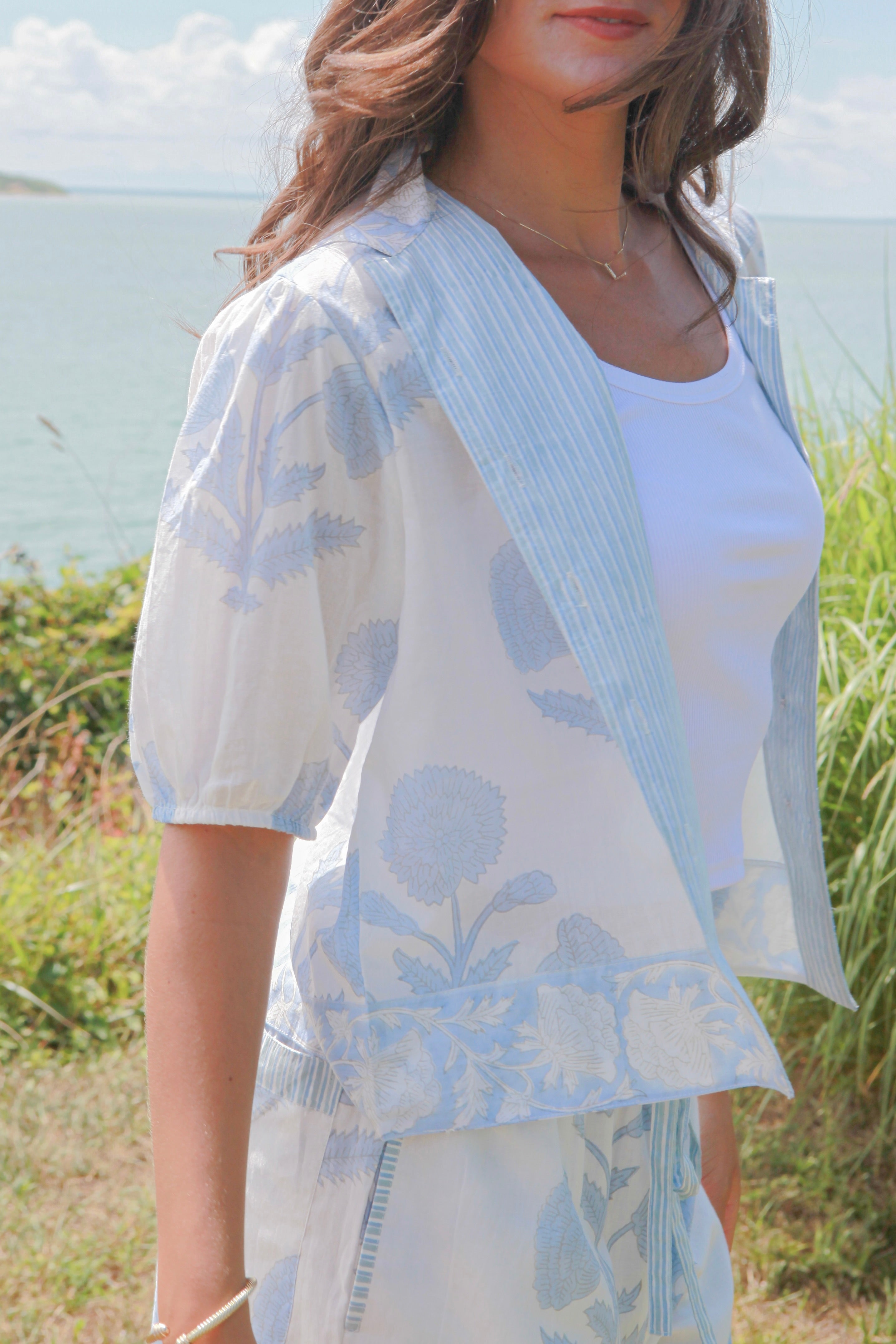 Prachi Top in Buta Blue