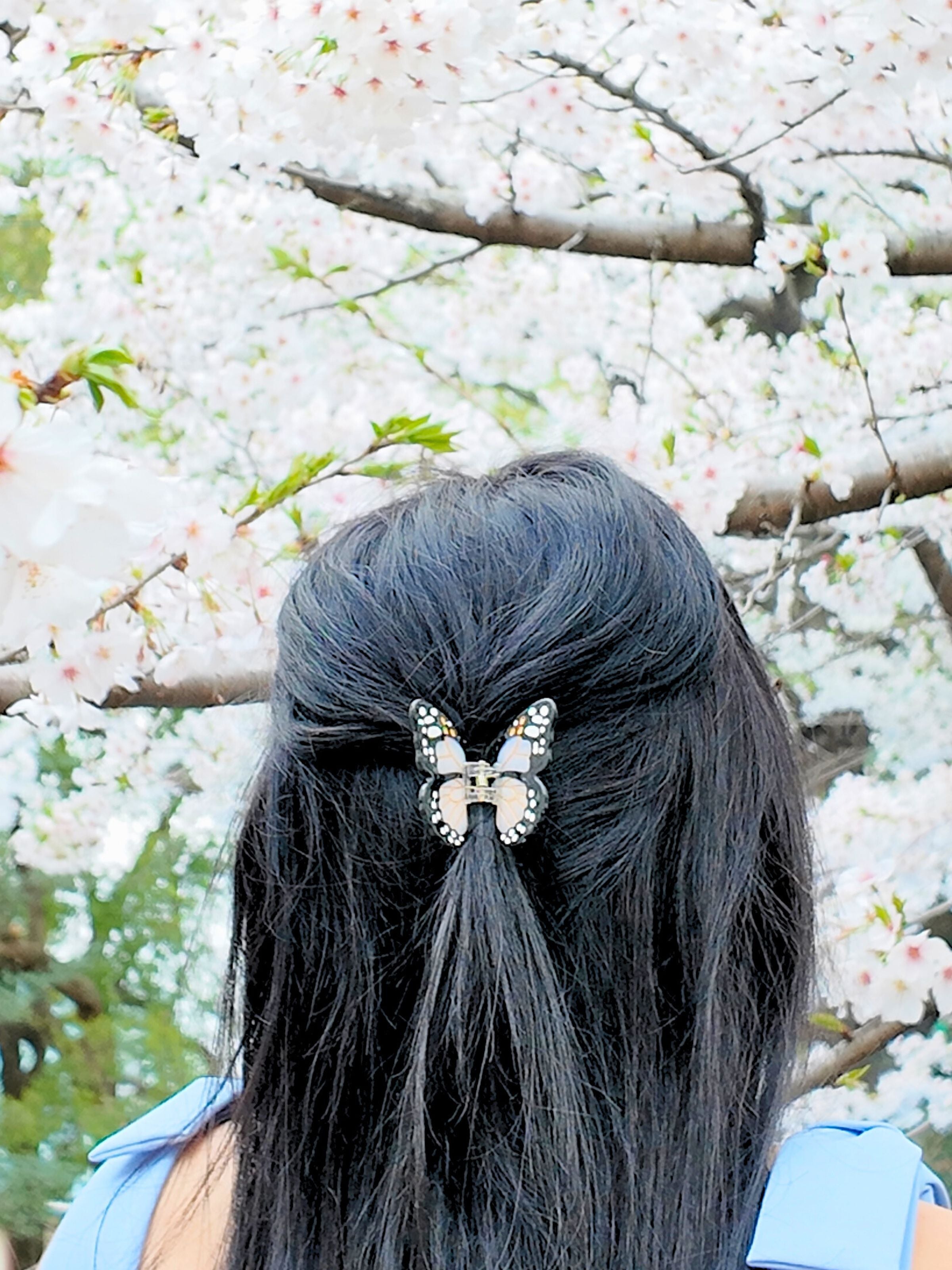 Hand Painted Mini Boho Monarch Claw Hair Clip - Baby Blue