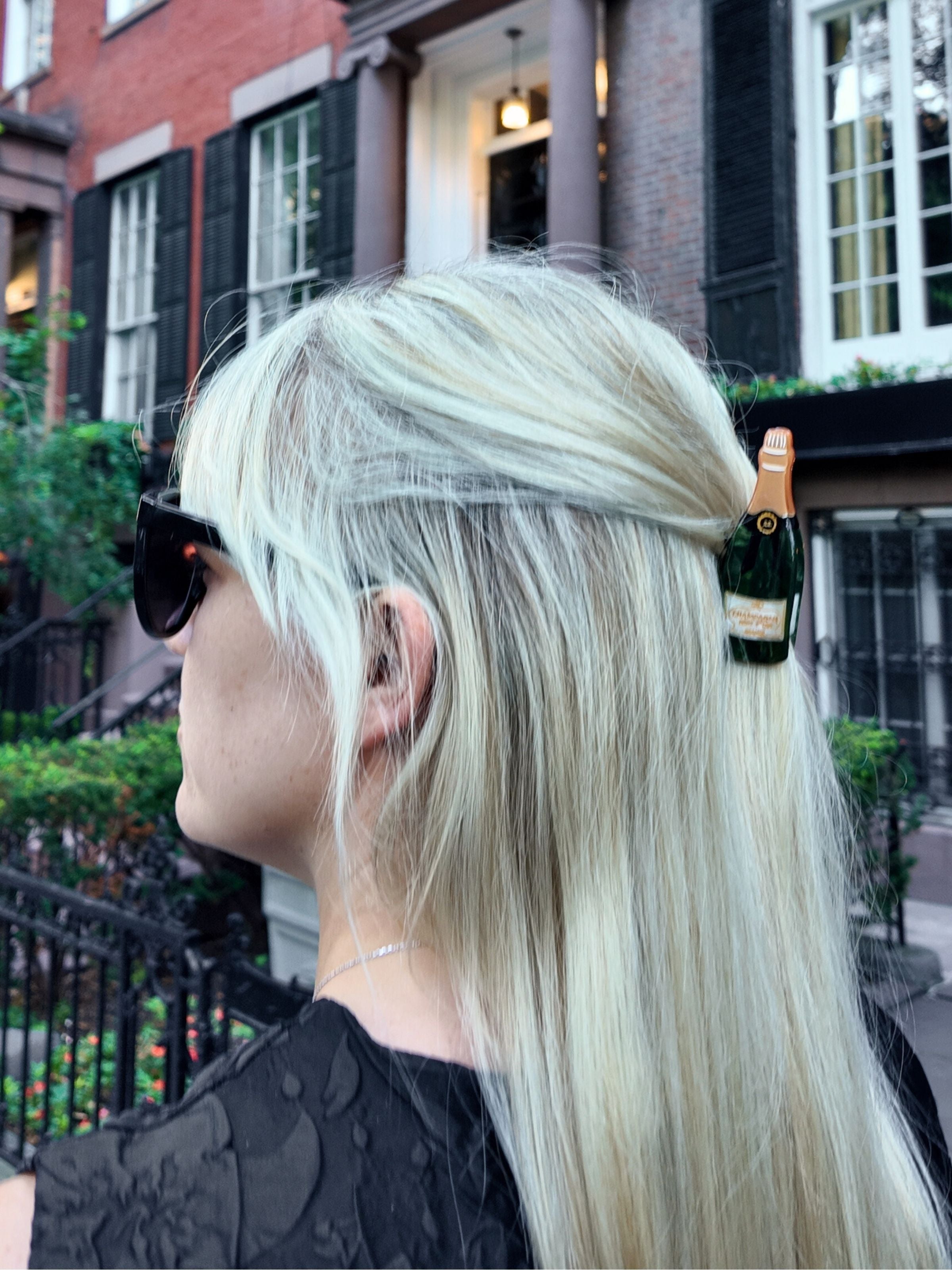 Hand Painted Champagne Claw Hair Clip