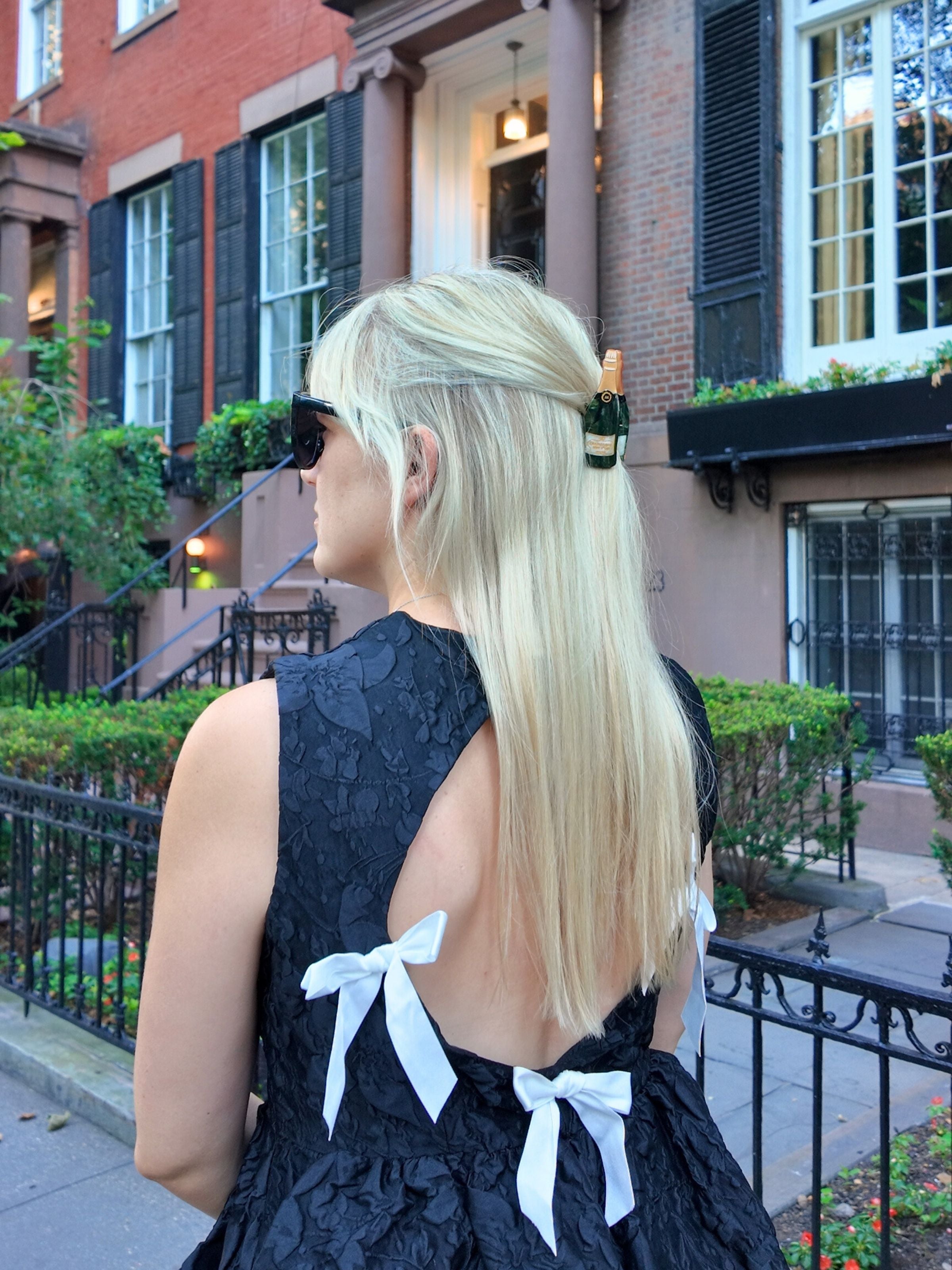 Hand Painted Champagne Claw Hair Clip