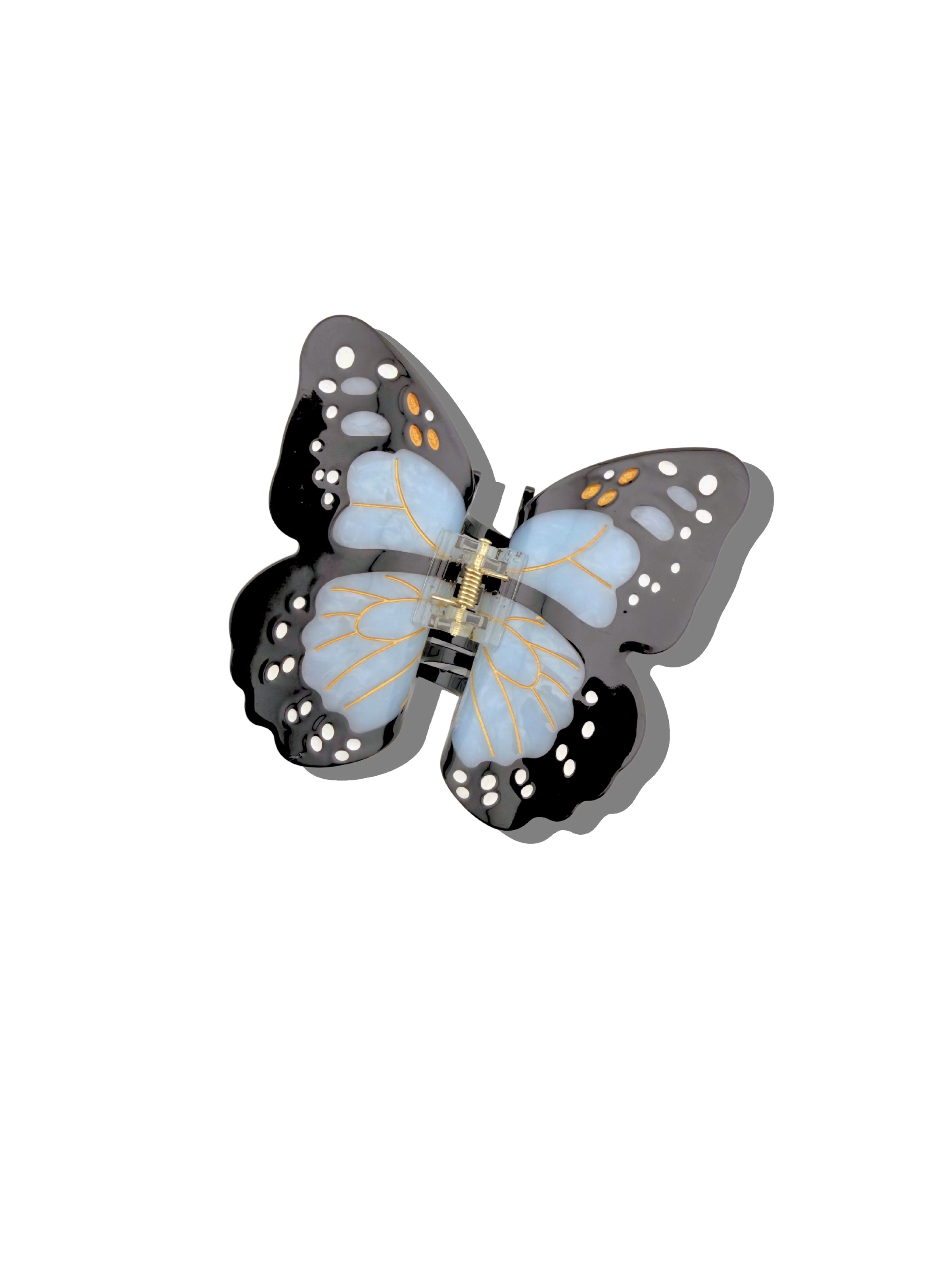 Hand Painted Boho Monarch Claw Hair Clip - Baby Blue